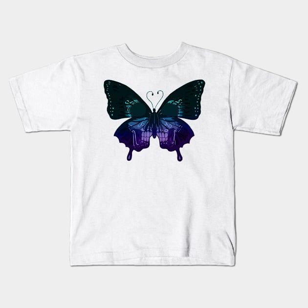 Gradient butterfly skull Kids T-Shirt by GhostFox_Designs